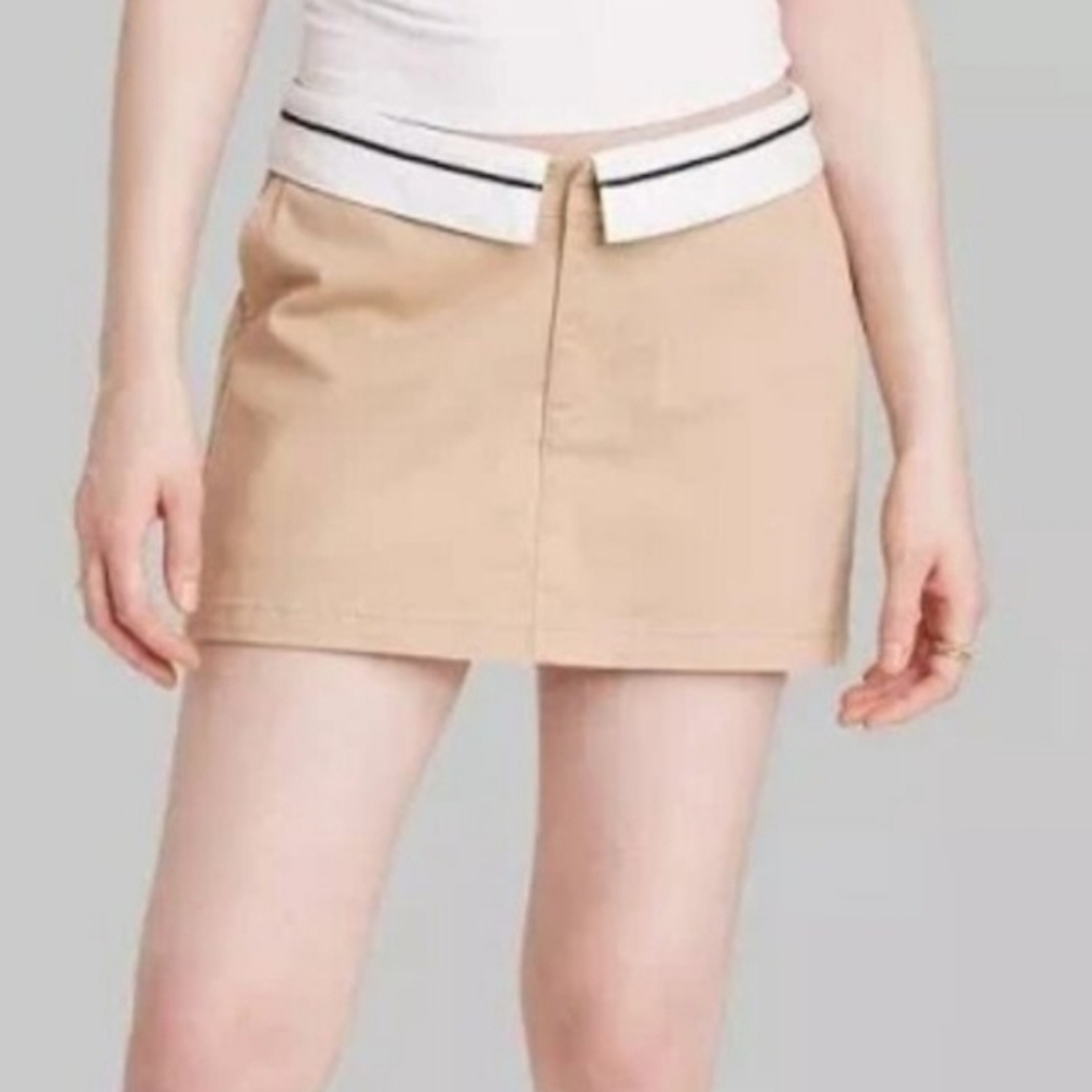 Women's Foldover Chino Skort - Wild Fable Light Taupe 14